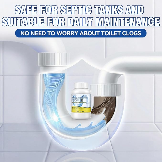 Powerful Drain Clog Remover, 260g Pipeline Dredging Agent & Drain Cleaner Fast Dissolves Hair, Paper Scraps, Food, Grease & Soap Scum, Unclog Sink Drains, Kitchen sinks, Shower pipes, Toilet