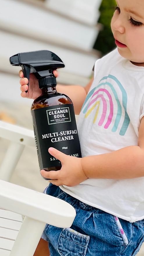 Non-Toxic Multi Purpose Cleaner, Natural Cleaning Spray, Luxurious Refillable Glass Bottle, Essential Oil Fragrance, Safe for All Surfaces, Safe for Animals and Pets, Safe for Humans (Lavender Love)