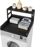 Washer Dryer Countertop with Shelf, 23.62″D x 23.62″W x 16.57″H, Countertop for Washer and Dryer Top with Non-Slip Pads and Edge Rails, Laundry Room Storage and Organization(Black)