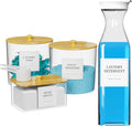 3+1 Pack Laundry Pods Containers & Dryer Sheet Holder & Laundry Detergent Dispenser, Laundry Room Organization and Storage Jars with Lids, Labels and Scoops for Scent Booster, Powder, Pods