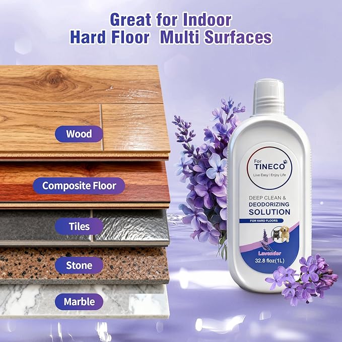1L Floor Lavender Cleaning Solution 1 Bottles Refill, Compatible with Tineco All Series Robot Vacuum Cleaner, Eco-Safe, Streak-Free Formula for Hard Floors, Pet & Kid Friendly