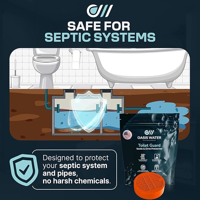 Toilet Guard Hard Water & Limescale Drop-In Toilet Tank Tablet | Polyphosphate Formula | Helps Reduce Rings, Stains & Mineral Buildup | Bleach-Free 180-Day Tablet