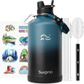 Swigina [2-IN-1 LID] Gallon Insulated Water Bottle with Silicone Boot (48hrs Cold/24hrs Hot) - DIY Stickers, Leakproof, BPA Free, 128 oz