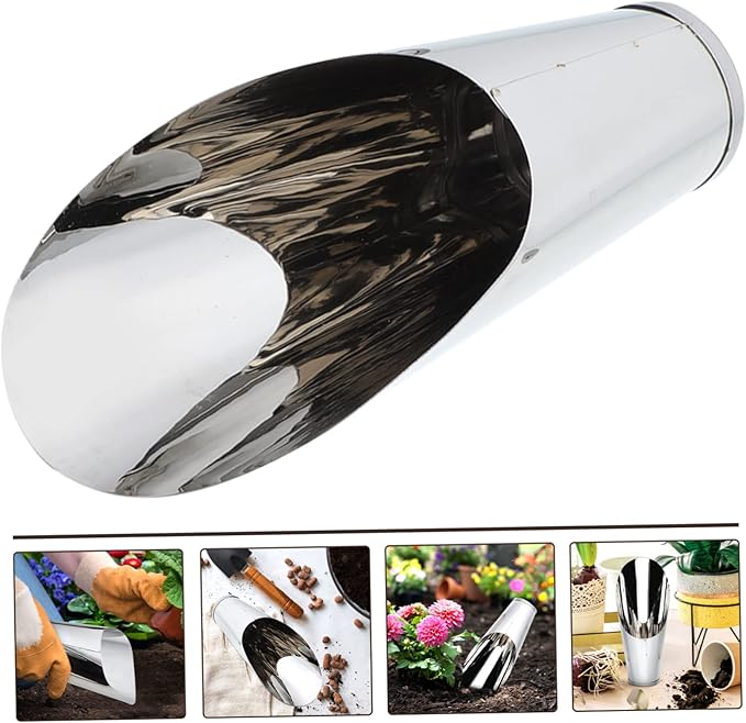 Stainless Steel Soil Scoop Lightweight Garden Bucket Shovel Ergonomic Planting and Weeding Tool for Flowers and Vegetables