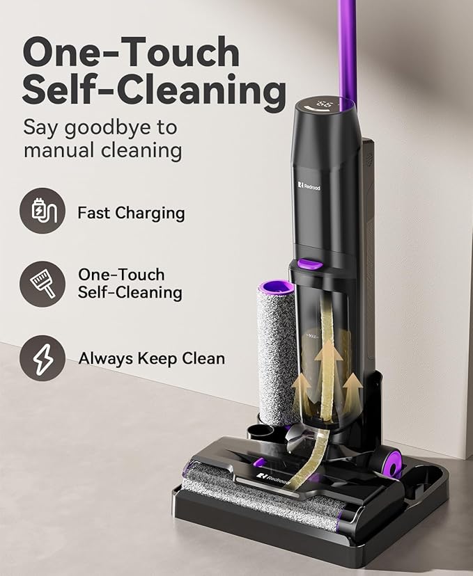 Wet Dry Vacuum Cleaner 16,000Pa,50Mins Runtime Cleaning Area 3,013 ft²,Cordless Vacuum Cleaner, Cordless Vacuum and Mop All in One,for Hard Floors Sticky Messes and Pet Hair,H15 Set