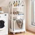 Layered Storage Laundry Basket, Hollow Rectangular Clothes Storage Rack with Wheels,Freestanding Clothes Hamper for Kitchen Bathroom Bedroom Laundry Room(47x101cm(18.5x39.7in), White)