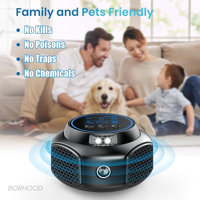 Ultrasonic Mouse Rodent Repellent Plug in, Indoor Pest Rodent Control for Mouse Mice Squirrel Electronic Repelling Device with 3 Mode Switching for House Garage Kitchen 1 Pack