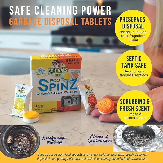 Eco Spinz Garbage Disposal Soap for Cleaning Kitchen Sinks and Drains 6 ct. Lemon & 6 ct. Orange Citrus Scent