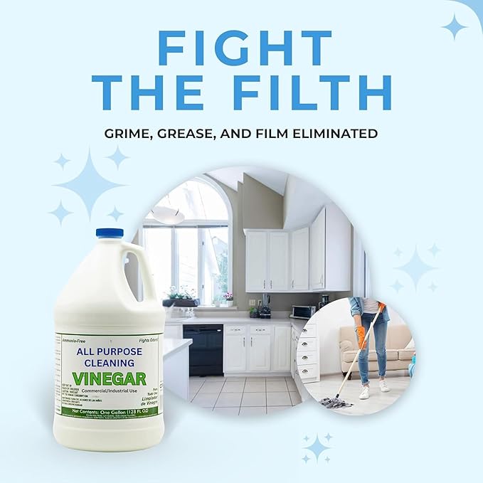 (4 Gallons) All Purpose Cleaning Vinegar, 5% Acidity | Multi-Purpose Household Surface Cleaner, Safe for Laundry, Effective Deodorizer, Ready to Use (4 Jugs of 1 Gallon)