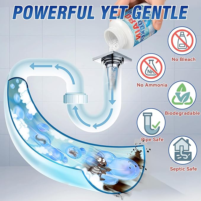 Pipeline Dredging Agent 260g – A Reliable drain clog remover for sinks, showers, toilets, and tubs, designed to support smooth water flow and safe everyday use with septic systems