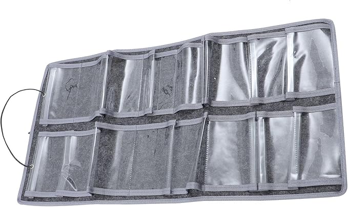 HOMSFOU Felt Wall Hanging Glasses Storage Pouch Dustproof Eyewear Organizer Bag Medium Gray Household Hanging Storage Bag for Wall Mounted Use