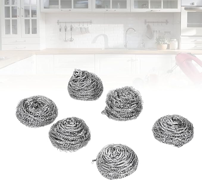 6Pcs Stainless Steel Scrubber Scrubbing Scouring for Kitchens Washing Scouring Pads Sticks Kitchen Tools
