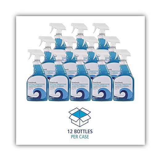 Boardwalk BWK37112A Industrial Strength Glass Cleaner with Ammonia, 32 oz Trigger Bottle (Case of 12)
