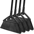 4PCS Heavy Duty Broom, Broom for Sweeeping Indoor and Outdoor, Angle Broom with Long Pole, Outdoor Broom for Courtyard/Garages/Slidewalk, Indoor Broom for Kitchen Lobby Canteen Black