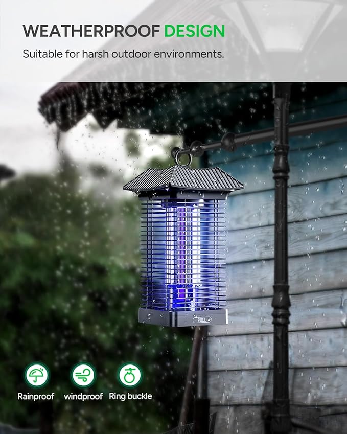 Buzbug LED Bug Zapper Indoor Outdoor, LED Bulbs Up to 50,000 Hours, 6.5ft Power Cord, High-Voltage, Sustainable Less Power, Mosquito Zapper, Fly Trap Mosquito Trap, Fly Killer Fly Zapper -MO005B