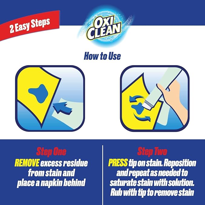 OxiClean On The Go Stain Remover Pen for Clothes, Portable Instant Travel Size Stick, Safe Cloth Stain Remover for Makeup Food and Drink, Stain Pen for Clothes, Pack of 3