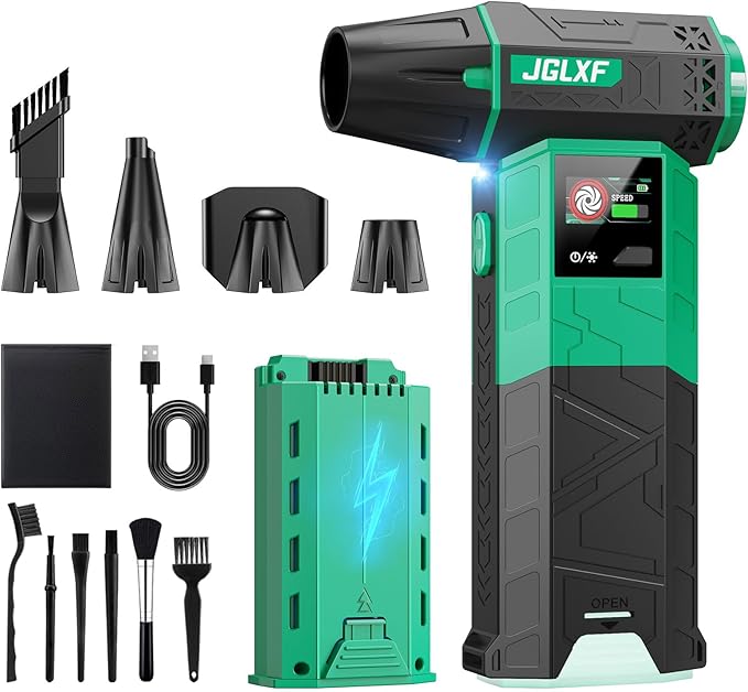 Electric Air Duster Upgraded, 130000RPM Gear Adjustable Compressed Air Duster, 4000mAh Removable Battery, Cordless Air Blower Electric Cleaner Kit for PC/Keyboard/Car, Replaces Compressed Air Cans
