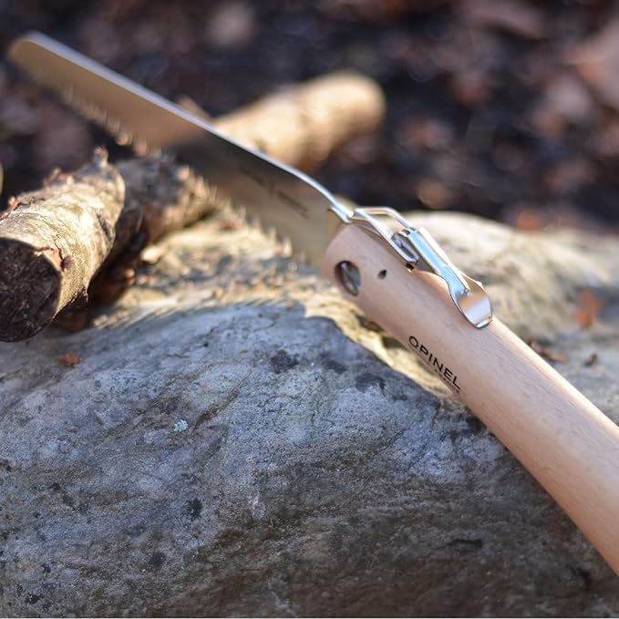Opinel Folding Saw - Gardening and Camping Folding Carbon Steel Saw with Beechwood Handle