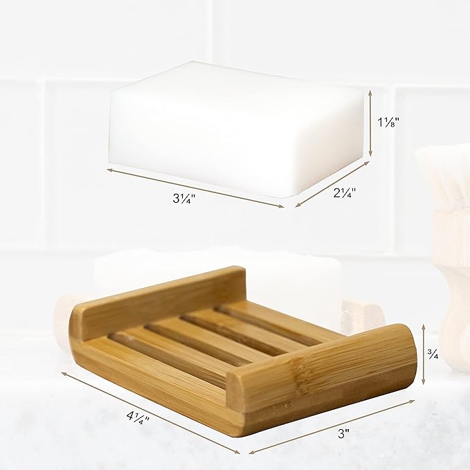 Dish Soap Bar with Bamboo Soap Dish Tray – Solid Dish Soap Block, Eco Friendly Non Toxic Plant Based Dishwashing Soap, Fragrance Free, Zero Waste, Biodegradable Kitchen Soap (5.64 oz)