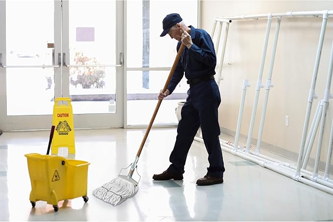 59" Mop Spring Commercial Grade Mop Handle Pack of 2 Industrial Strength Wooden Handle Wet Mops for Floor Cleaning Heavy Duty (Mop Heads Not Included)