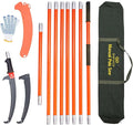 Manual Pole Saw for Tree Trimming, 27 FT Manual tree purner with 8-Section Fiberglass Handle, Sharp steel Blade, Easy to Carry and Extendable Design for Tree Maintenance, Orange