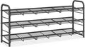 SONGMICS Stackable Shoe Rack, 3 Tier Metal Shoes Rack Storage Shelf, Holds up to 15 Pairs, Adjustable Slanted Shelves Tower Organizer for Closet Entryway Small Spaces, Black ULMR106BD01