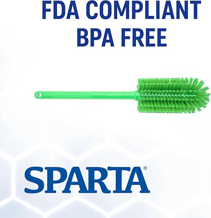 SPARTA Scrub Brush Bottle Brush, Dishwasher Safe Brush with Hanging Hole for Cleaning, Plastic, 16 Inches, Lime, (Pack of 4)