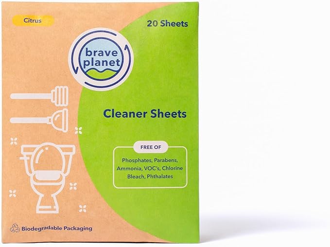 Brave Planet Eco-Friendly Multi-surface All-Purpose Cleaner Sheets – Biodegradable, Zero-Waste, Travel-Friendly, Dissolvable Cleaning Strips for Home, Kitchen & Bathroom, 32 Sheets