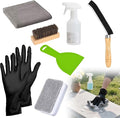 Granite Headstone Cleaner Kit - Heavy Duty 6-Piece Stone Scrub Set for Cemetery Maintenance, Includes Stiff Bristle Brushes, Scraper, Sponge & Towels Cleaning pot (Granite/Marble/Sandstone)
