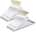 Amber Home 20 Pack White Wooden Coat Hangers with Gold Hook, White Wood Suit Hangers with Non-Slip Pant Bar, Clothes Hangers for Closet Organization, Shirts, Jackets, Dresses and Pants (White+Gold,20)