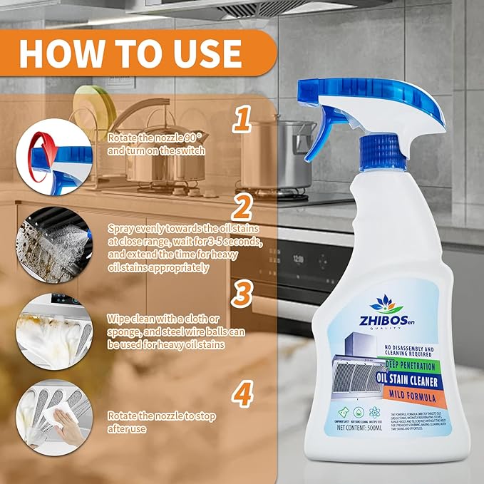 Kitchen Cleaner,All Purpose Cleaner, Heavy Duty Degreaser Cleaner, Remove Stains Cleaning Spray, Multi Purpose Cleaner Spray Removes Grease, Grime, And Stains On Bathrooms, Floors, and More (1pcs)