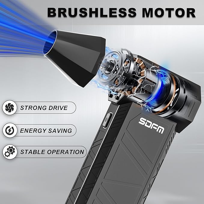 SDFM Compressed Air Duster - Electric Air Duster with Built in Brushless Motor,130,000RPM, 3-Speed Adjustable Air Blower - Suitable for Keyboard, Computer, car, and Home Cleaning (X3) (Max-Black)