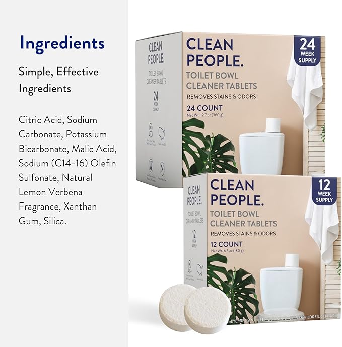 THE CLEAN PEOPLE Toilet Bowl Cleaner | Eco Friendly Toilet Bowl Cleaner Tablets for Removing Hard Water Stains, Rust, and Limescale Buildup (24 Count)