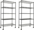 YSSOA Heavy Duty 5-Shelf Storage Shelving Unit, 1250lbs Loading Capacity, 29.92" D x 13.98" W x 62.99" H Adjustable Steel Organizer Wire Rack, Black, 2 Pack
