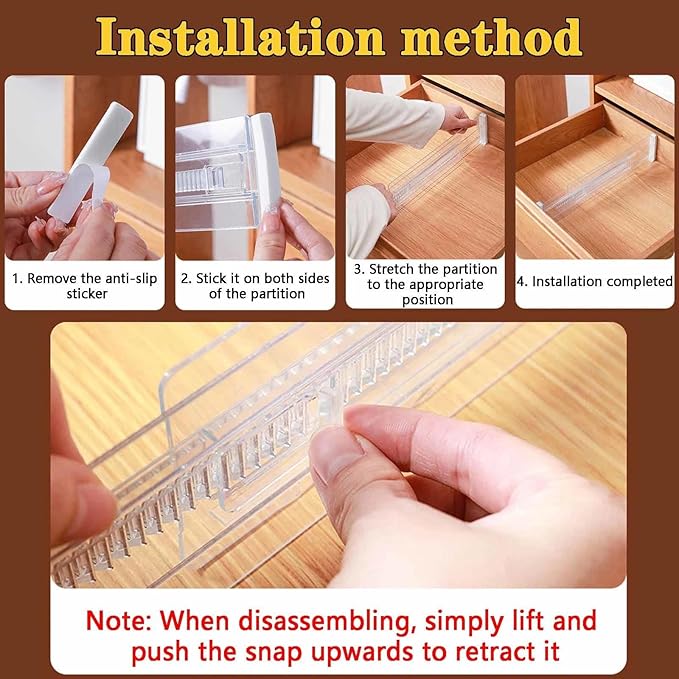 12 Pcs Drawer Dividers for Clothes, 3.15" High 11.34"-19.69" Adjustable Expandable Dresser Drawer Organizer, Clear Plastic Separators for Dresser, Baby Clothing (12, clear)