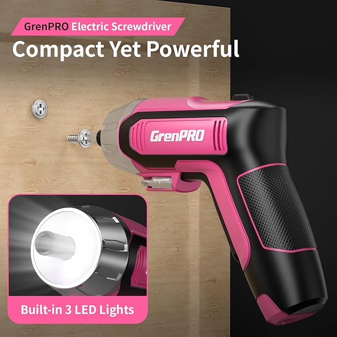 4V Electric Screwdriver Rechargeable 29pcs, Cordless Screwdriver, USB Small Power Screwdriver Set with Bits, Pink, Ideal for Home Repairs