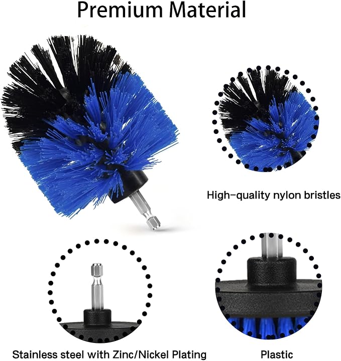 8 PackDrill Brush Attachment Set, 1/4in Power Scrubber Brush + Extend Long Rod, Brush Drill Attachment, Power Cleaning Scrub Brush for Bathroom, Tub, Tile, Corner（Blue）
