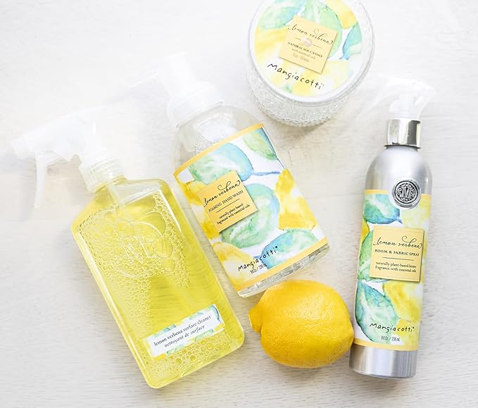 Mangiacotti Room Spritz Fabric Deodorizer Air Freshener Spray|Naturally Plant-Based with Essential Oils Room Fragrance, 8 Ounces, Lemon Verbena
