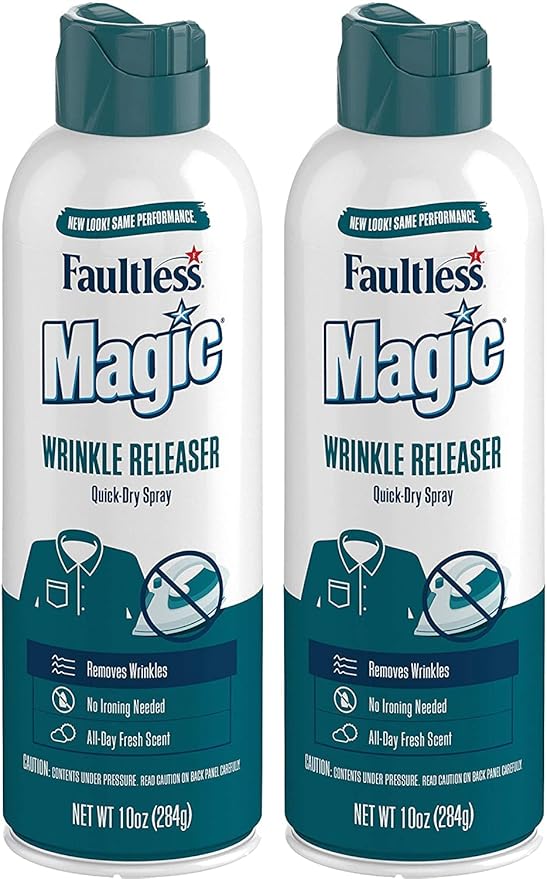 Magic Wrinkle Releaser (2 Pack) Say No to Ironing, Perfect for Travelers, Moms or Those On The Go, Static Electricity Remover + Fabric Refresher + Odor Eliminator + Wrinkle Remover, Fresh Scent