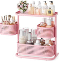 KINGRACK 3 Tier Pink Bathroom Counter Organizer, Rotating Makeup Organizer for Vanity, Perfume & Skincare Standing Shelf, Vanity Tray for Bathroom Countertop Storage, Pink