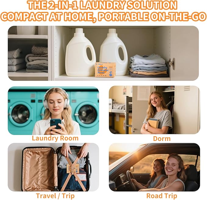 BellaLuce Laundry Detergent Sheets: 1 Home Size (240 Loads, Fresh Linen) & 2 Travel Size (32 Loads, Fresh Linen & Cotton Breeze) | Portable for College, Dorm, Hotel, Family