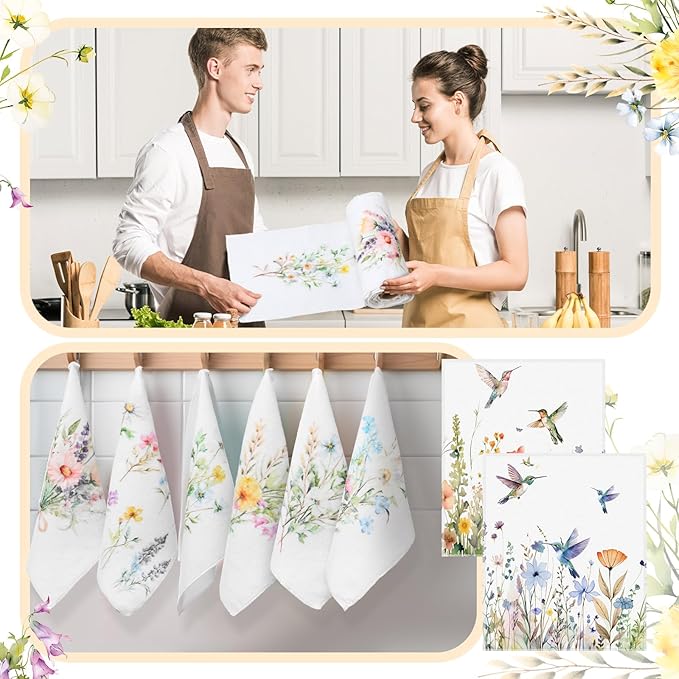 36 Pack Wildflower Reusable Cleaning Cloths Washable Cotton Kitchen Towels for Home(Multicolor)