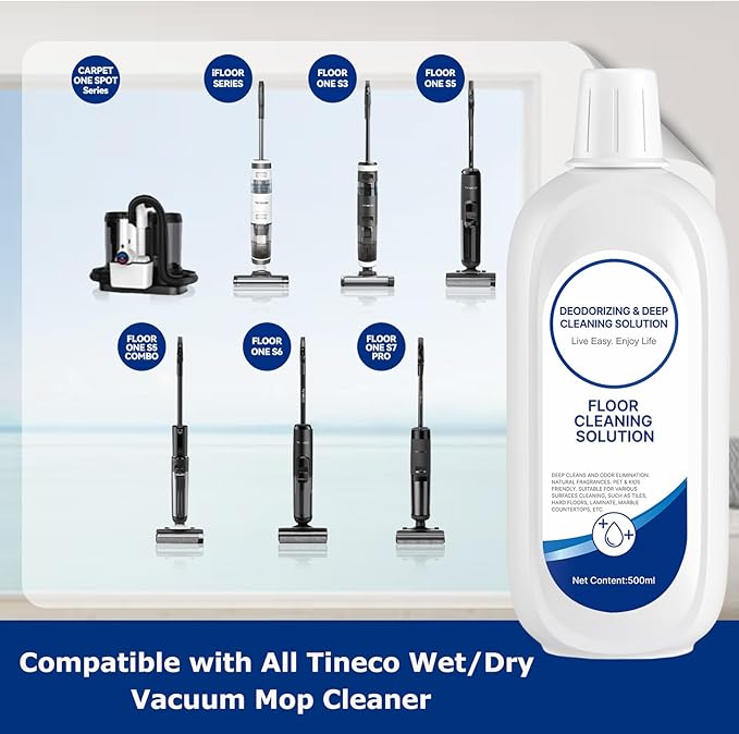 Floor Cleaning Solution Compatible with Tineco Floor Cleaner Solution Deep Clean for Tineco Solution Cleaning Liquid for Multiple Hard Floors, for All Robotic Vacuum Mop Residue & Streak Free 4 Packs
