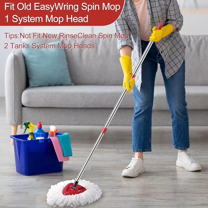 4-Section Spin Mop Replacement Handle, Mop Handle Compatible with Ocedar Spin Mop, 2.5-to-5 Foot Easy Cleaning Floor Mop Stick for Floor Cleaning (Germany Screw)