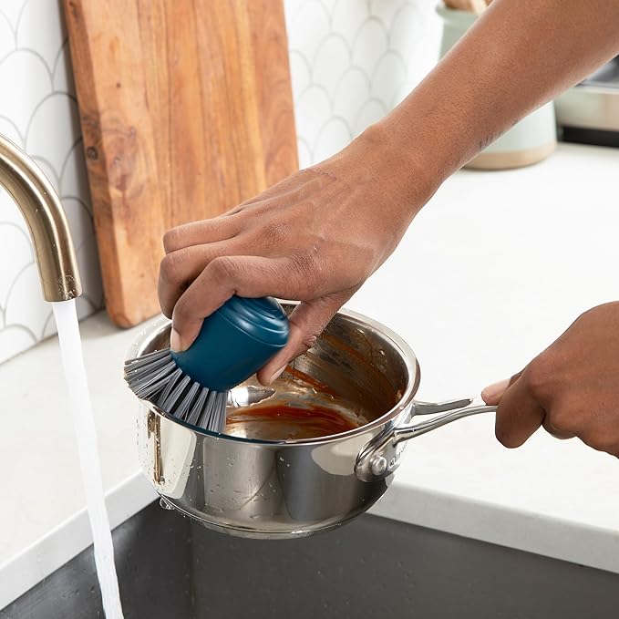 Full Circle Clean Ocean Palm Brush for Cleaning Dishes, Pots, and Pans, Comfortable Handle, Sustainably Made 100% From Recycled Ghost Fishing Nets, Safe for Nonstick
