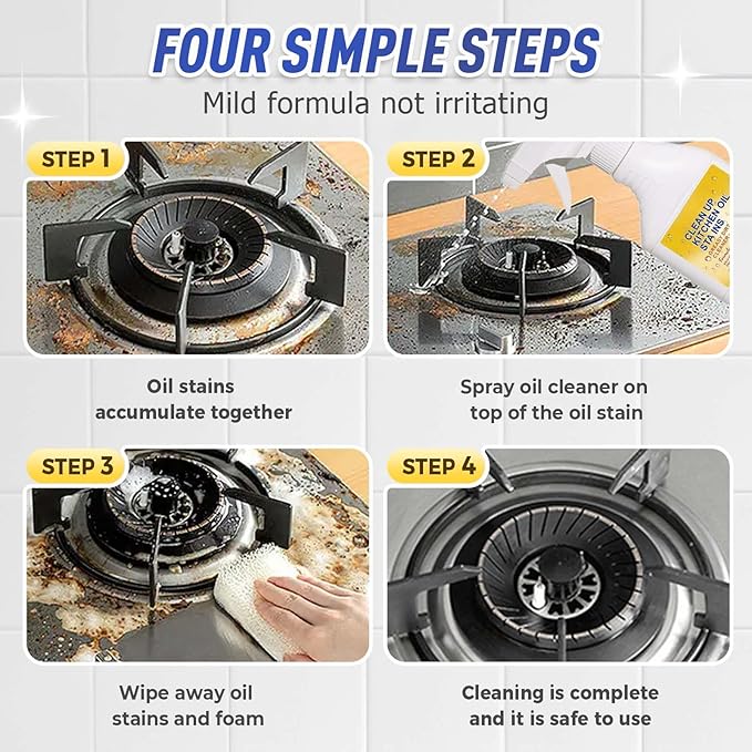 Kitchen Heavy Oil Cleaner Spray, 2026 New All Purpose Kitchens Heavy Oil Cleaning Agent, Kitchen Degreasing Cleaning Spray Grease Remover for Stove, Oven, Dishwasher, Appliances (1PCS)