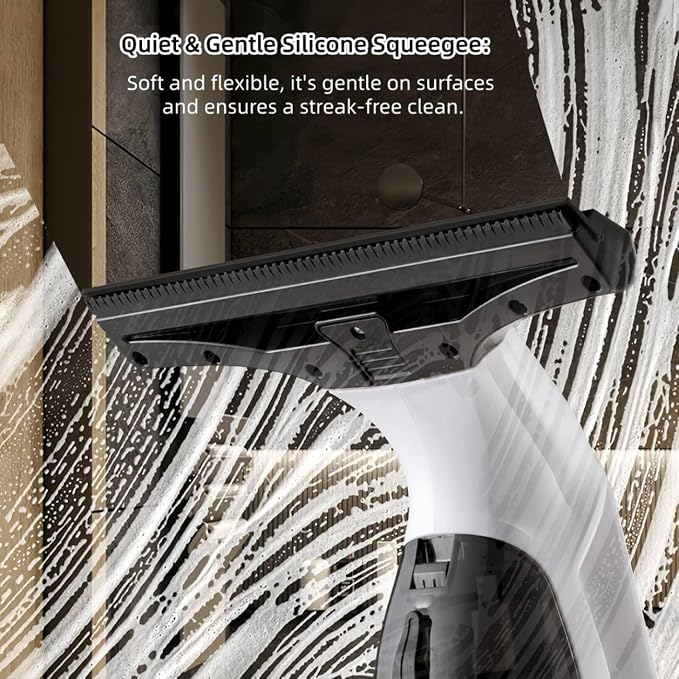 Electric Window Vacuum Cordless, 2200mAh Rechargeable Electric Vacuum Squeegee with 28cm Blade, 150ml Tank & 300ml Spray Bottle, for Windows, Mirrors, Showers, Tiles, Glass Cleaning