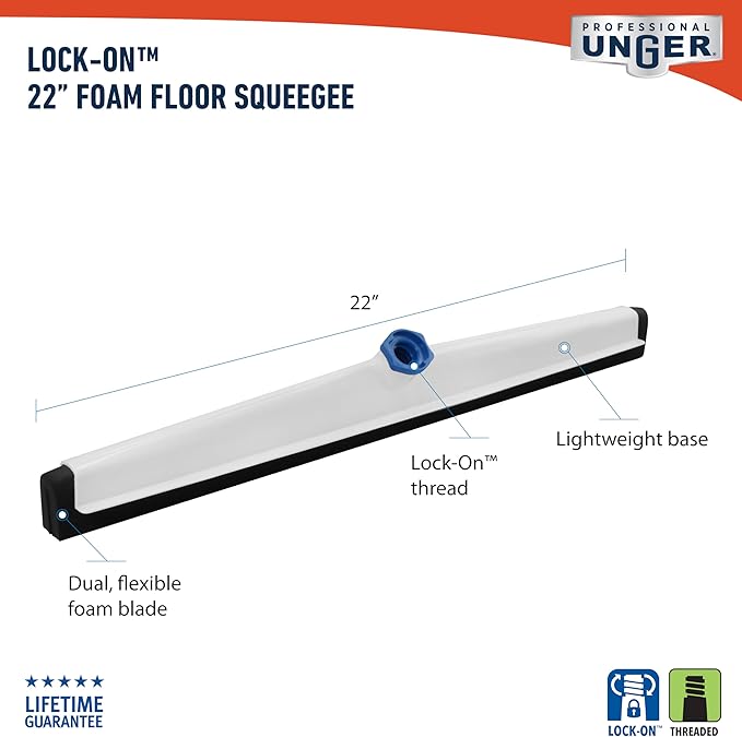 Unger - 961350 Professional AquaFlex Uneven Surface Floor Squeegee with Splash Guard, 22"