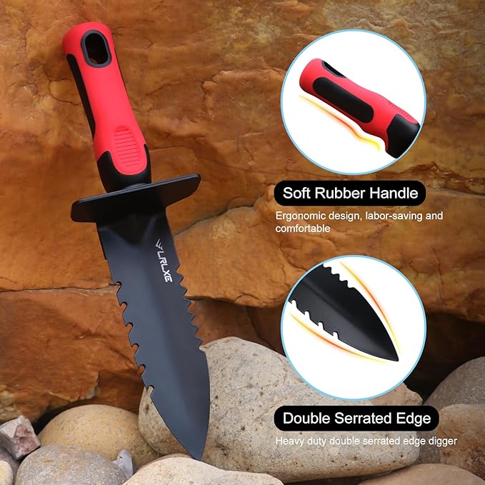 Heavy Duty Double Serrated Edge Digger - Metal Detecting Tool with Sheath, Belt Mounted, Gardening Accessories