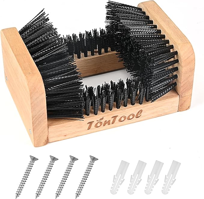 Boot Scrubber Wooden Boot Brush, Shoe Cleaner Brush for Outdoor Mud & Dirt-9.13 * 6.14 * 4.07in Shoe Cleaning Brush